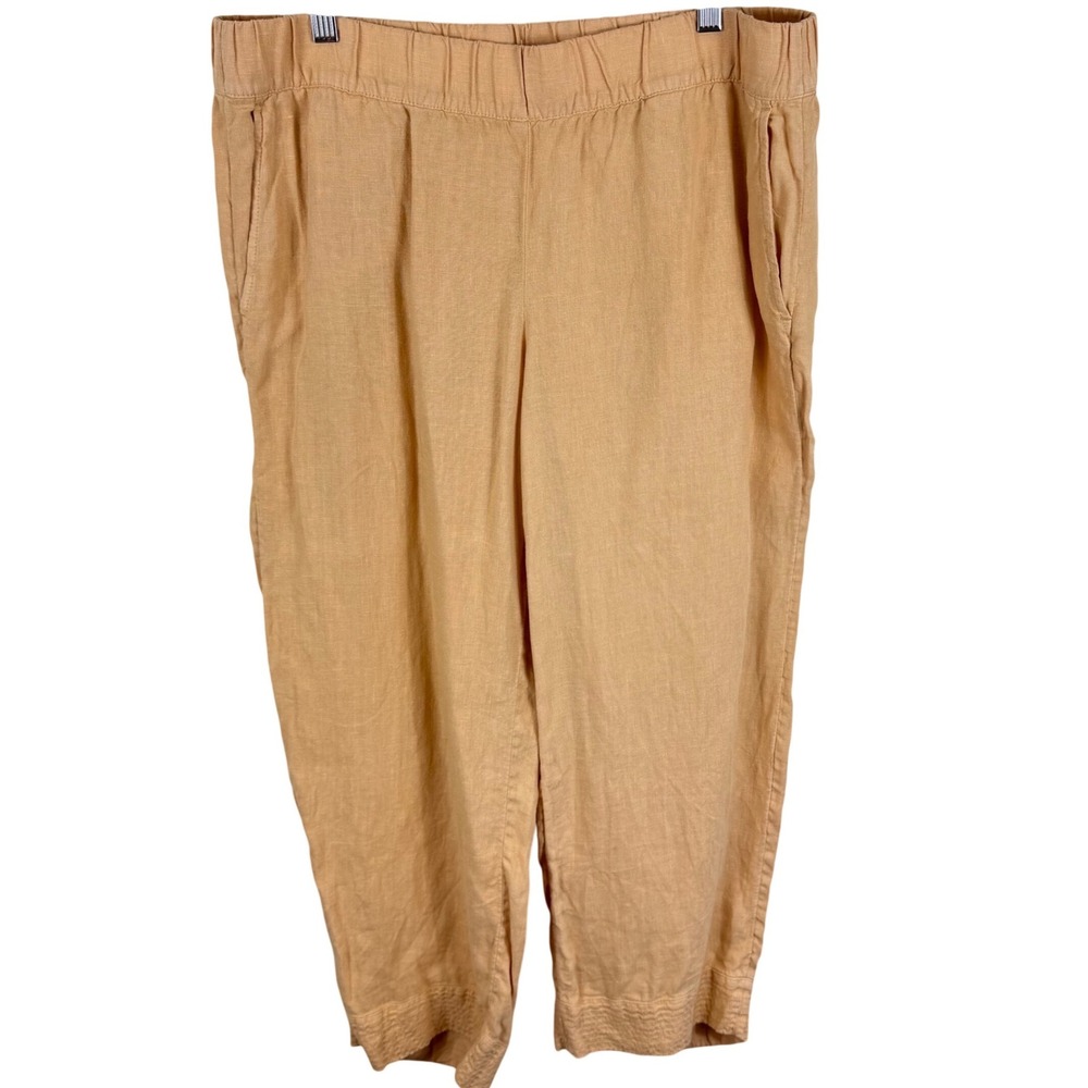 Pure Jill J Jill Garment Dyed Linen Pants Womens Medium Apricot Orange Cropped M